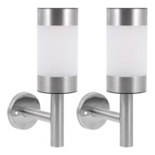 2 Pcs Solar Wall Light Durable Solar Lamp 25.50X15.00X7.50CM Silver