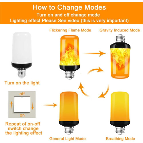 Flame Light Bulb E26 Flickering 4 Modes Upside-Down Effect 1
