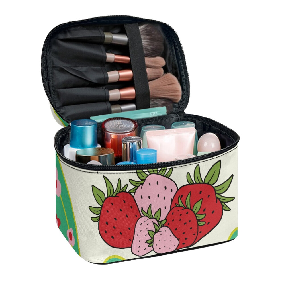 Polyester Cosmetic & Toiletry Organizer Brush Protectors Strawberries and Floral Female (8.86"x6.5"x5.9")