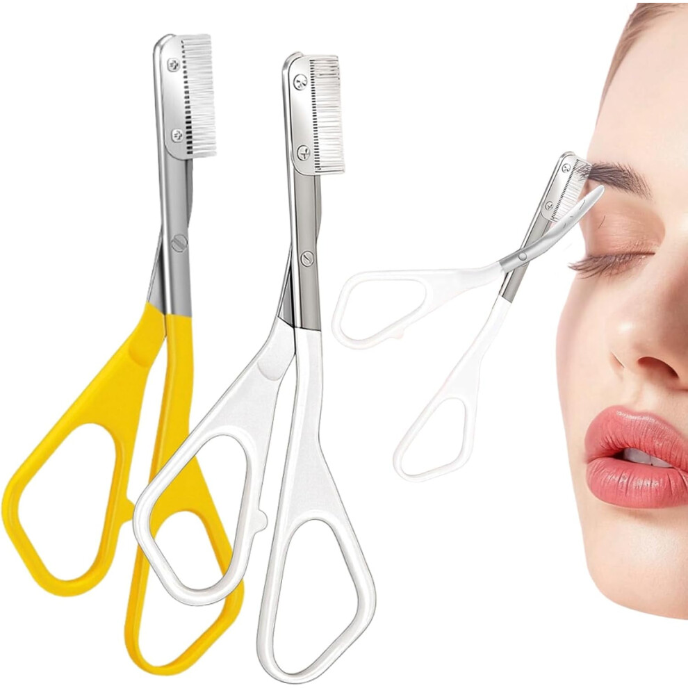 Eyebrow Trimmer Scissors with Comb Stainless Steel 1pc