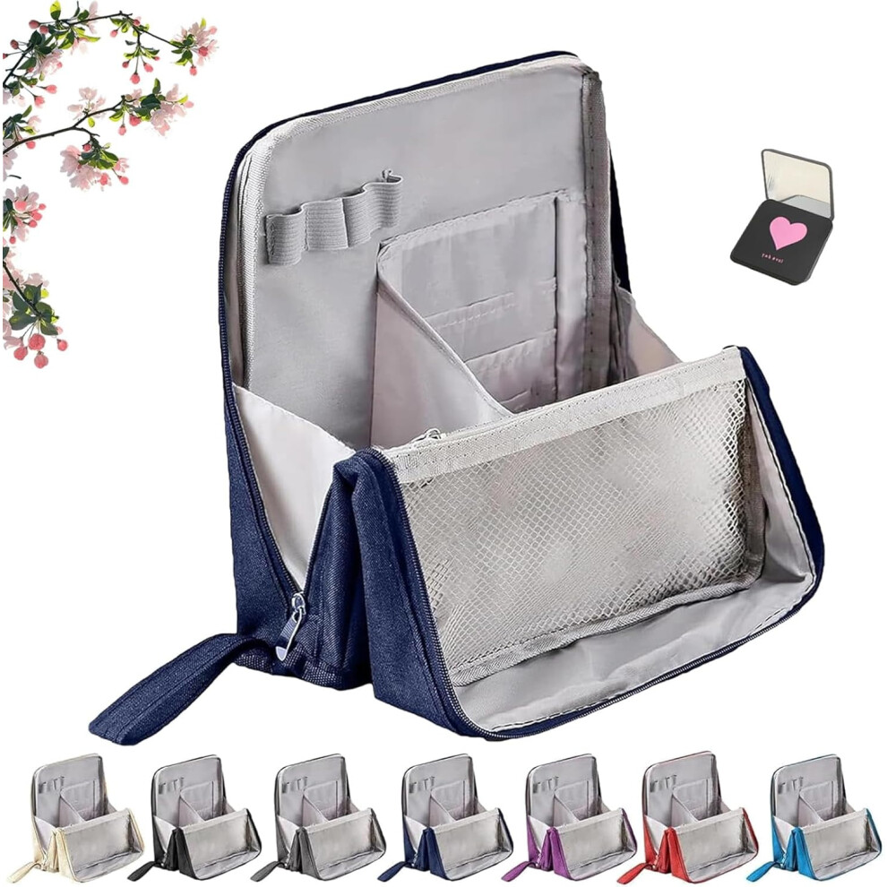 Large Capacity Waterproof Standing Makeup Bag with Compartments, Portable Toiletry Organizer for Brushes â Compatible with All Cosmetics