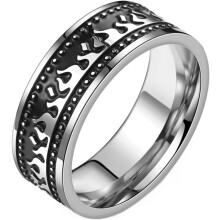 Anello da festa/motociclista in acciaio inossidabile stile retrò vintage con effetto fiamma, ideale per feste e occasioni speciali.