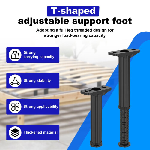 6 Pcs Reusable Plastic Bed Support Leg Adjustable Height Bed Frame Center Support Leg with Wider Base for Table Sofa Couch Dining Table 1