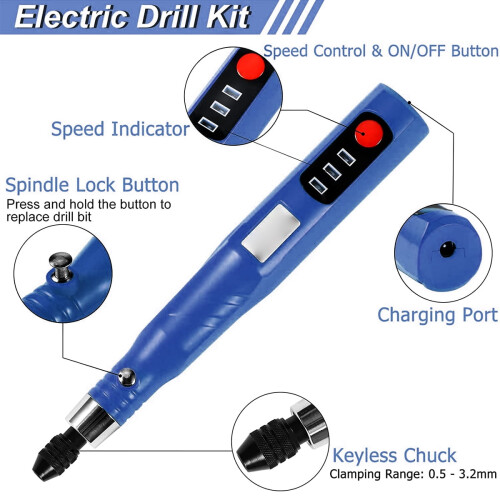 Cordless Electric Hand Drill with 3 Speeds and 2000mAh 1