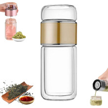 Tryteavas Glass Tea Infuser, 3-in-1 Design with Built-in Filter, Double-Layer Separation for Blooming & Loose Leaf Tea, Compatible with Standard Mugs
