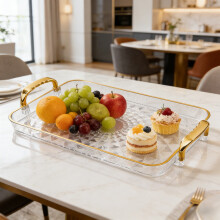 Plateau de service à fruits avec accoudoirs pour ranger tasses à thé, collations et fruits dans le salon - Indispensable pour la maison