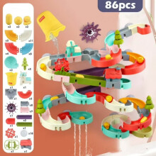 Toddler Bath Toys 86 Pieces,Bathtub Toys for Kids Ages 3-5,DIY Water Slide,Birthday Gift for Toddler Boys & Girls