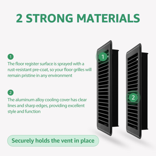 2Pcs 10" Heavy Duty Aluminum Floor Vent Covers, Rust-Proof & Adjustable, Compatible with Floor/Ceiling/Wall 1