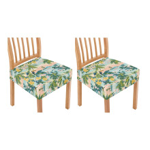 Coconut Palm Flower Print Chair Slipcovers for Dining Room, Stretch Dining Chair Covers Set of 2, Kitchen Chairs Seat Protectors, Home Decor, Green