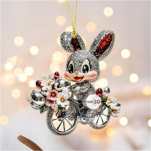 Easter Rabbit Ornament, 2D Acrylic Hanging Decoration (6