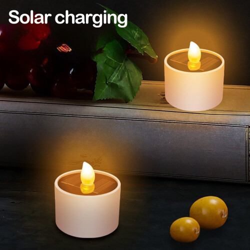 Solar Tea Lights Waterproof LED Flameless Candles 6-Pack 2