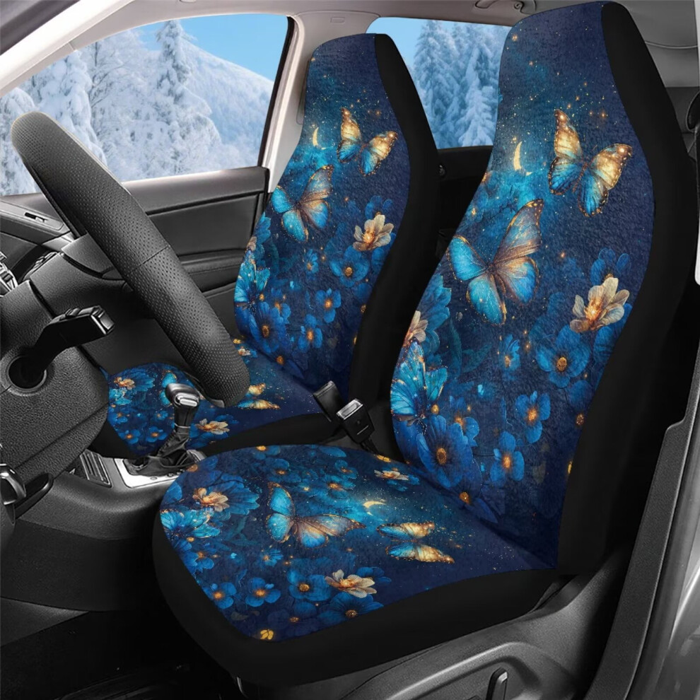 Butterfly Car Seat Covers Soft Plush Universal Fit 2 Blue 9085618974555