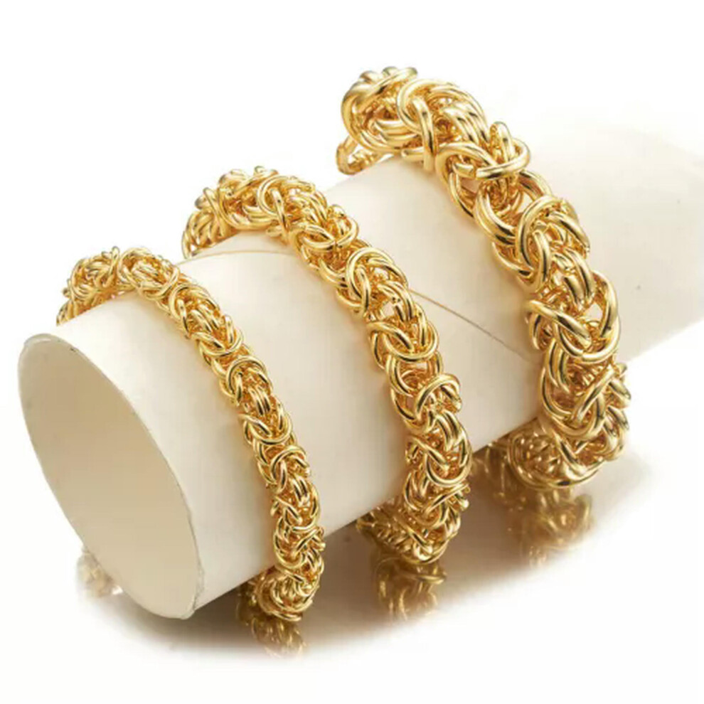 6/8/10mm Fashion Stainless Steel Silver Gold Byzantine Chains Men Women Bracelet-7.5 inch-10mm wide-Gold-image-OPC-PSDJCZM-NEW