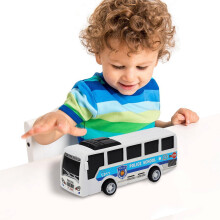 Realistische speelgoedbus met terugtrekmechanisme voor kinderen – Snelle actie, oorzaak-gevolgspel, duurzaam educatief cadeau, geschikt voor