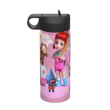 Rainbow Ruby Kids Insulated Water Bottle With Straw - 18 Oz Stainless Steel Double Wall Vacuum Cup, Leakproof, Bpa Free, Suitable For Boys And Girls