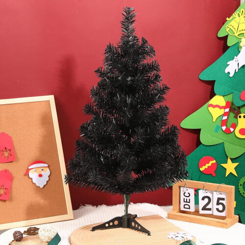 2 FT Mini Pre-Lit Black Artificial Christmas Tree