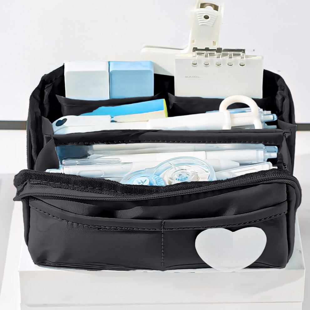 Large Capacity Pencil Case with 10 Compartments, Zippered Organizer for Pens, Makeup, Travel & Office Supplies
