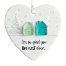 Acrylic Heart Sea Glass Ornament with Sisterly Quote