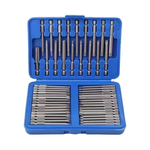 50Pcs Extra-Long Magnetic Screwdriver Bit Set with Storage Case – Hex, Star, Philips, Square, Spanner Bits, compatible with Philips Square Spanner
