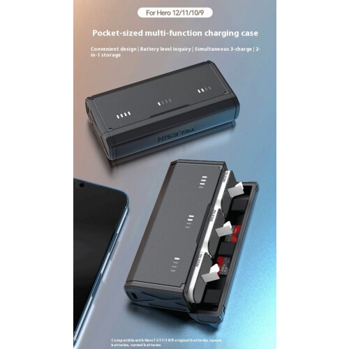 Θήκη φόρτισης πολλαπλών μπαταριών για GoPro Hero12/11/10/9 – Τριπλός φορτιστής τσέπης με 1
