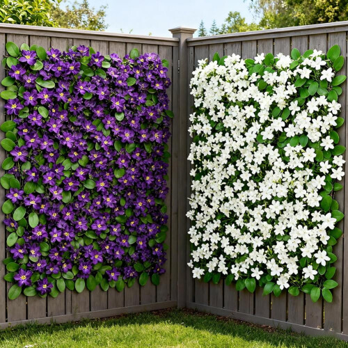 Faux Ivy Privacy Screen with Flowers 2 pcs 1