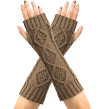 Knitted Wool Gloves Winter Warm Retro All Matching Half Finger Wrist Brace Plus Long