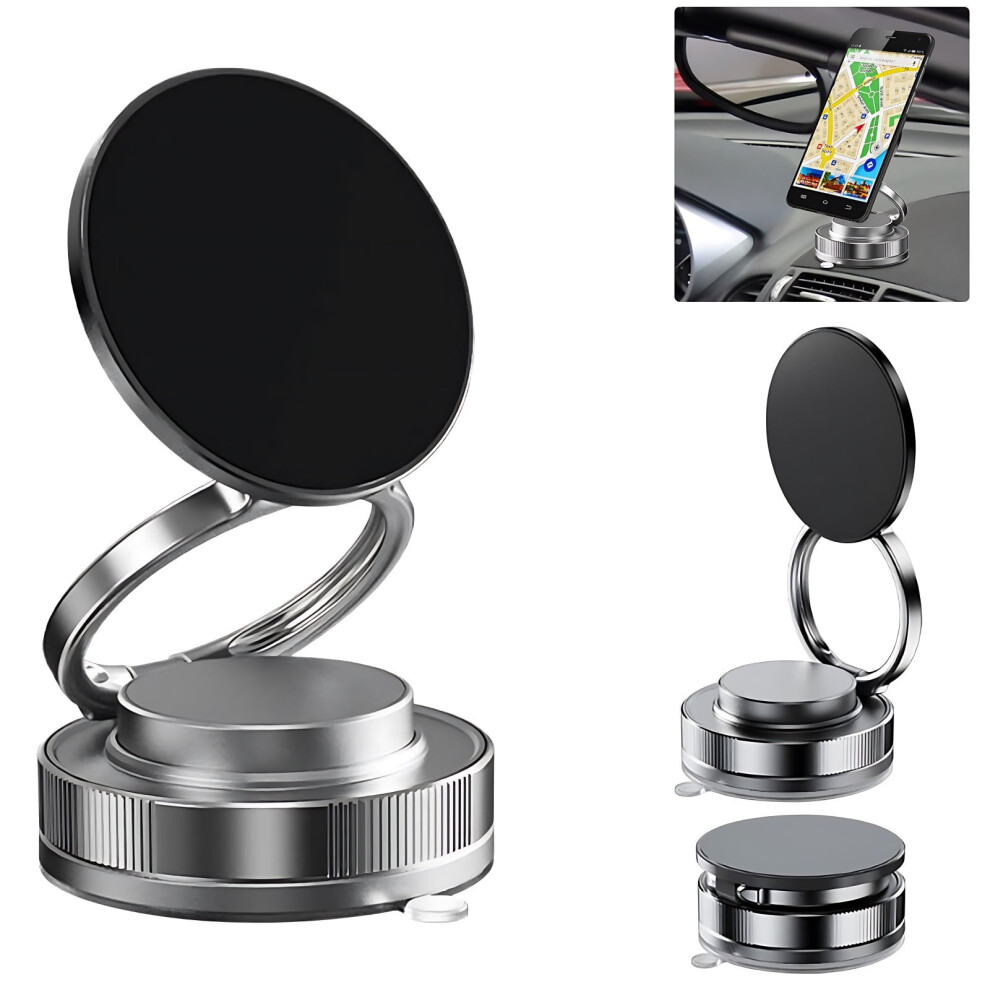 Car Phone Mount Vacuum Adsorption Magnetic Bracket Foldable 360 Degree Rotational Strong Suction Stable Hold For Car Dashboard 9097180868385