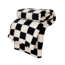 Black & White Plaid Throw Blanket, Soft Lightweight Velvet, 28"x39", for Couch, Bed, Home Decor