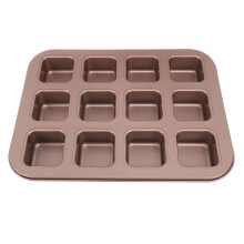 12‑Grid Carbon Steel Mini Square Baking Mold – Non‑Stick, Easy‑Clean, Versatile Brownie & Bread Tray