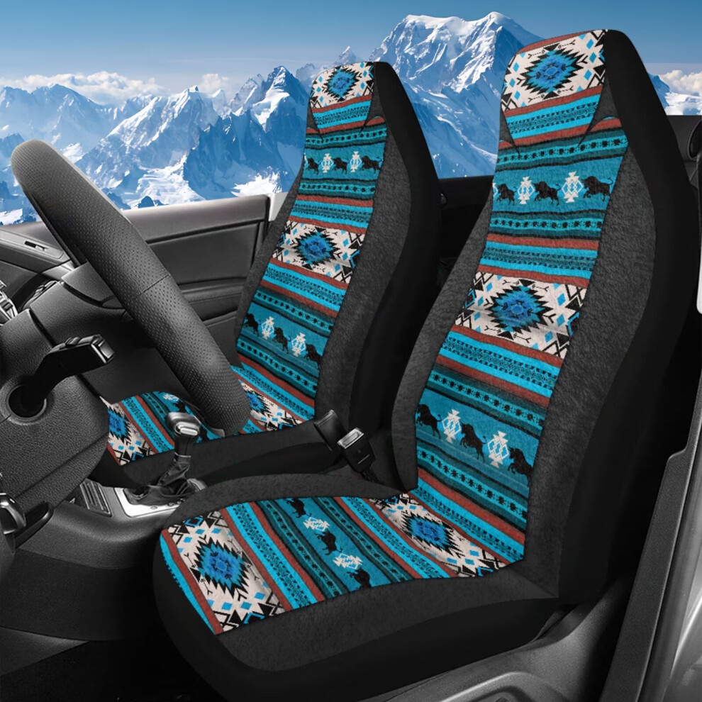 Aztec Western High-Back Bucket Seat Covers Front Set Of 2 Coral 9043876530012