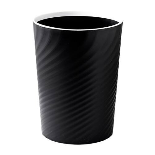 Small Trash Can, Plastic Wastebasket for Bathroom Kitchen Office, Round Compact Bin, Easy Cleanblack