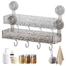 Suction Cup Storage Holder, No-Drill Wall Mounted Suction Cup Storage Rack