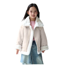 White Baby Lounge Jacket for Kids – Spandex Fleece-Lined Sherpa Thermal Coat, Winter/Fall, Regular Fit, Compatible with 3Y