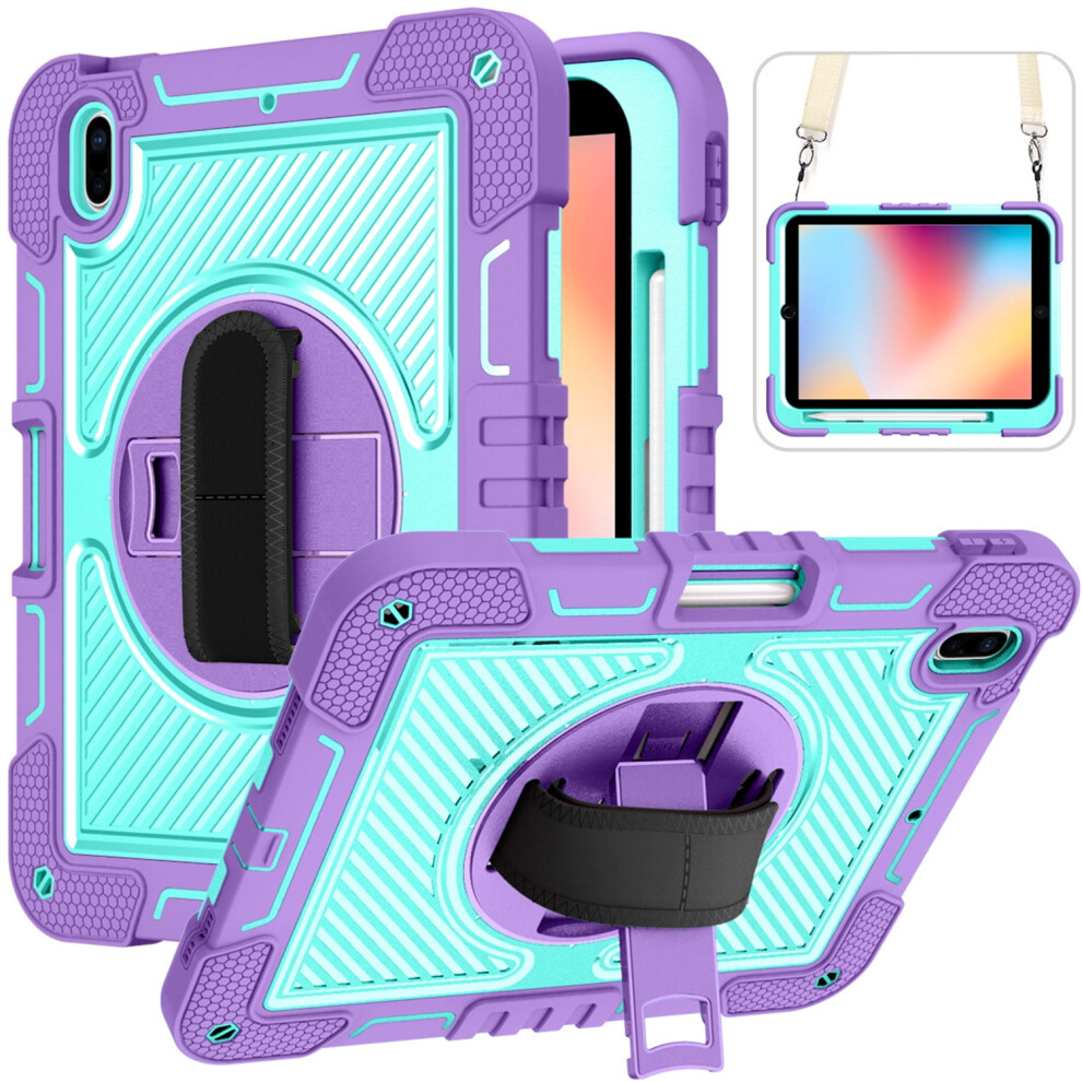 Tech Circle Compatible With Ipad Mini 5/4/3/2/1 7.9" Case Â Shockproof Rugged Cover W/ Rotating Kickstand & Adjustable Strap, Purple 9097180871552