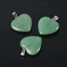 5PCS Heart Shape 16mm 20mm 25mm Natural Stone Dangle Drop Pendants DIY Jewelry-Green Aventurine-16mm