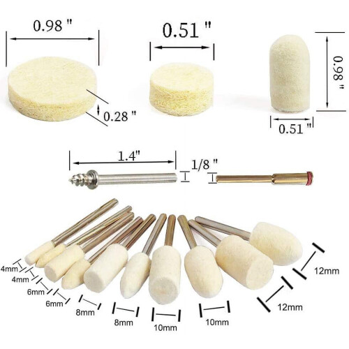 Felt Wool Polishing Pad Set 76PCS for Dremel 2
