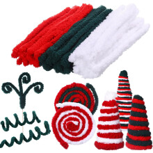 24 Pcs 39.37" Jumbo Coral Fleece Pipe Cleaners – Thick, Fluffy, Bulk Craft Supplies for DIY & Christmas Decor (Pink/White/Rose Red)