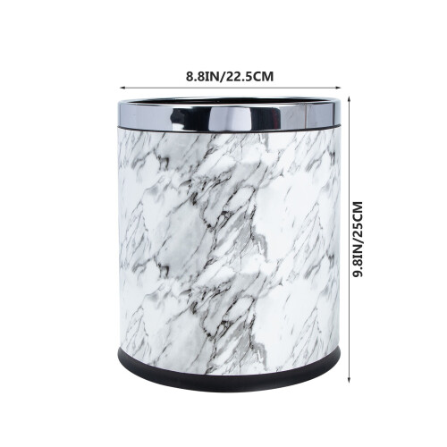 Trash Bin Office Plastic Marble Effect For Home Kitchen 1Pcs 9.8x8.9in 1