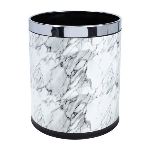Trash Bin Office Plastic Marble Effect For Home Kitchen 1Pcs 9.8x8.9in 2
