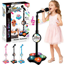 2026 New All-in-One Kids Microphone Toy with Adjustable Stand, Speaker & LED Lights – Compatible with Karaoke Fun, Pink