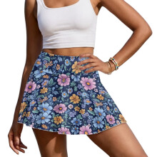 Classic Flower Women Golf Skorts Washable Tennis Golf Skirts for Women with Shorts Fashion Outing Wear with Shorts Pockets for Workout Pickleball