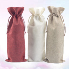 Bolsas de yute y lino para botellas de vino, 3 piezas, para bodas, fiestas, bodas, fiestas, fundas para botellas de champán, bolsas de regalo de
