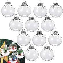 Triani 12Pcs 2.36" Fillable Clear Plastic Ornament Balls, Removable Top – Compatible with Christmas, Halloween, Birthday & Wedding