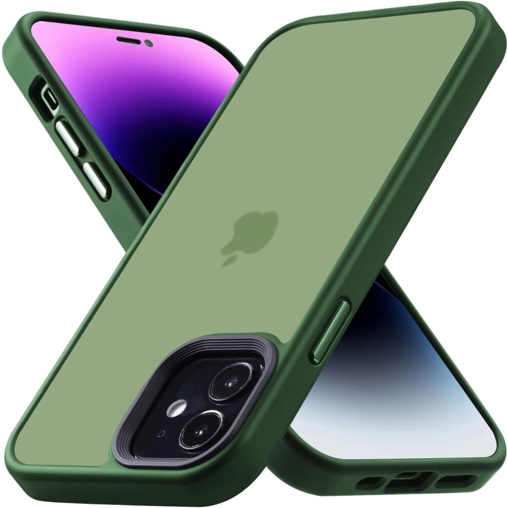 Shockproof Military-Grade Case For Iphone 12 (6.1"), Frosted Slim Translucent, Drop Protection Green 9401284787006