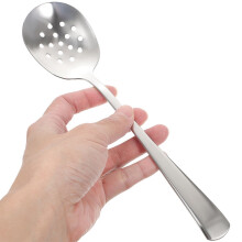 Juego de 2 cucharas de cocina multifuncionales de acero inoxidable con acabado pulido espejo.