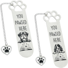 2Pcs Funny Dog Paw Bookmarks, Stainless Steel, Compatible with All Books – Cute Gifts for Dog Lovers & Book Enthusiasts