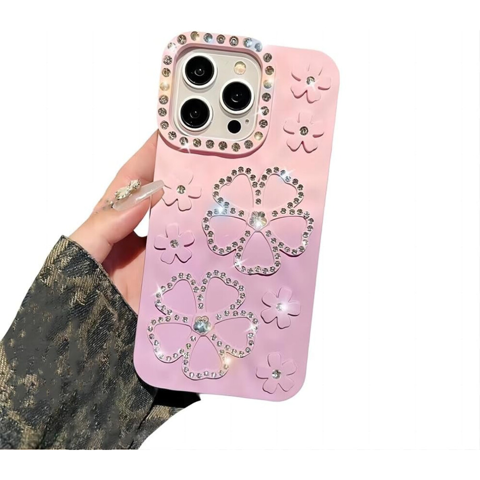 Luxury Glitter Flower Gradient Soft Shockproof Iphone Case Â Compatible With Iphone 14 Pro Pink 9180333274130