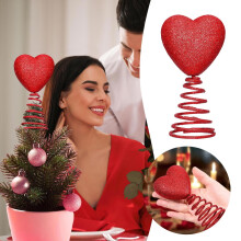 Valentine'S Day Mini Tree Topper Red Love Heart Shaped Glitter Table Ornament Festival Holiday Ornament Home Decorations Party Supplies