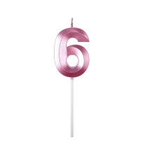 Birthday Candles Extended Big Number Candle Multicolor 3D Design Cake Topper Decoration for Any Celebration, 1 Number Birthday Candle Number: 6