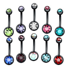 10PCS Belly Button s Double Multi Zirconia Stainless Steel 14G Navel Piercing Jewelry